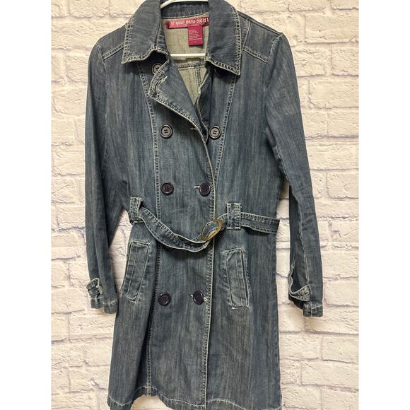 If Your Jeans Could Talk Vintage Denim Jacket Dress Size LG Lightly Distressed - Picture 1 of 4